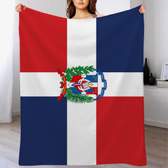Dominican Flag Pattern Blanket Soft Plush Blanket for Sofa Bed Couch