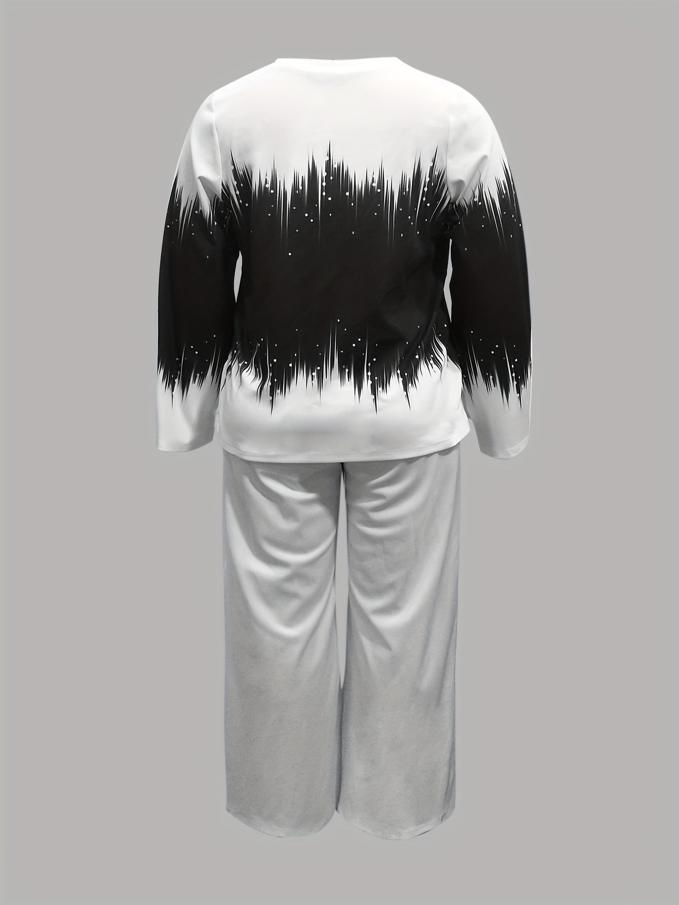 Graphic Print Long Sleeve Top & Loose Pants Outfit Set