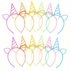 12pcs Unicorn Headbands for Birthday Party, Fluorescent Candy Magic Design