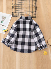 Boys Plaid Long Sleeve Shirt Fall Blouse