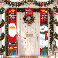 Christmas Door Banner Decorations Santa Claus Snowman Outdoor Hanging Decor