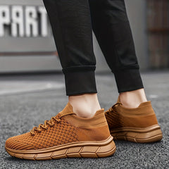 Men's Casual Weave Knit Lace Up Shoes Non Slip Sneaker