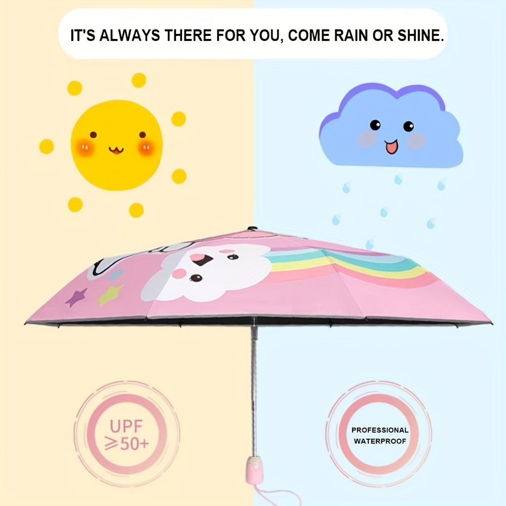 Portable Cartoon Animal Folding Umbrella for Kids, Windproof UV Protection