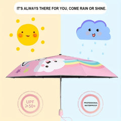 Portable Cartoon Animal Folding Umbrella for Kids, Windproof UV Protection