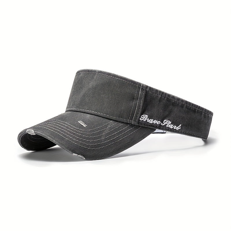 Embroidered Sunscreen Hat, Empty Top, Unisex