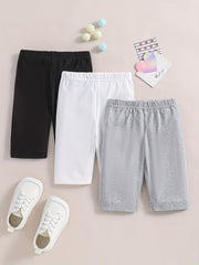 3pcs Toddler Girls Elastic Waist Biker Shorts Set