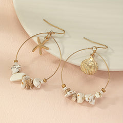 Vintage Crushed Stone Beaded Drop Earrings Boho Style Ear Jewelry For Summer