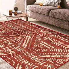 Red Nordic Style Carpet with Tassel for Living Room and Bedroom Decor