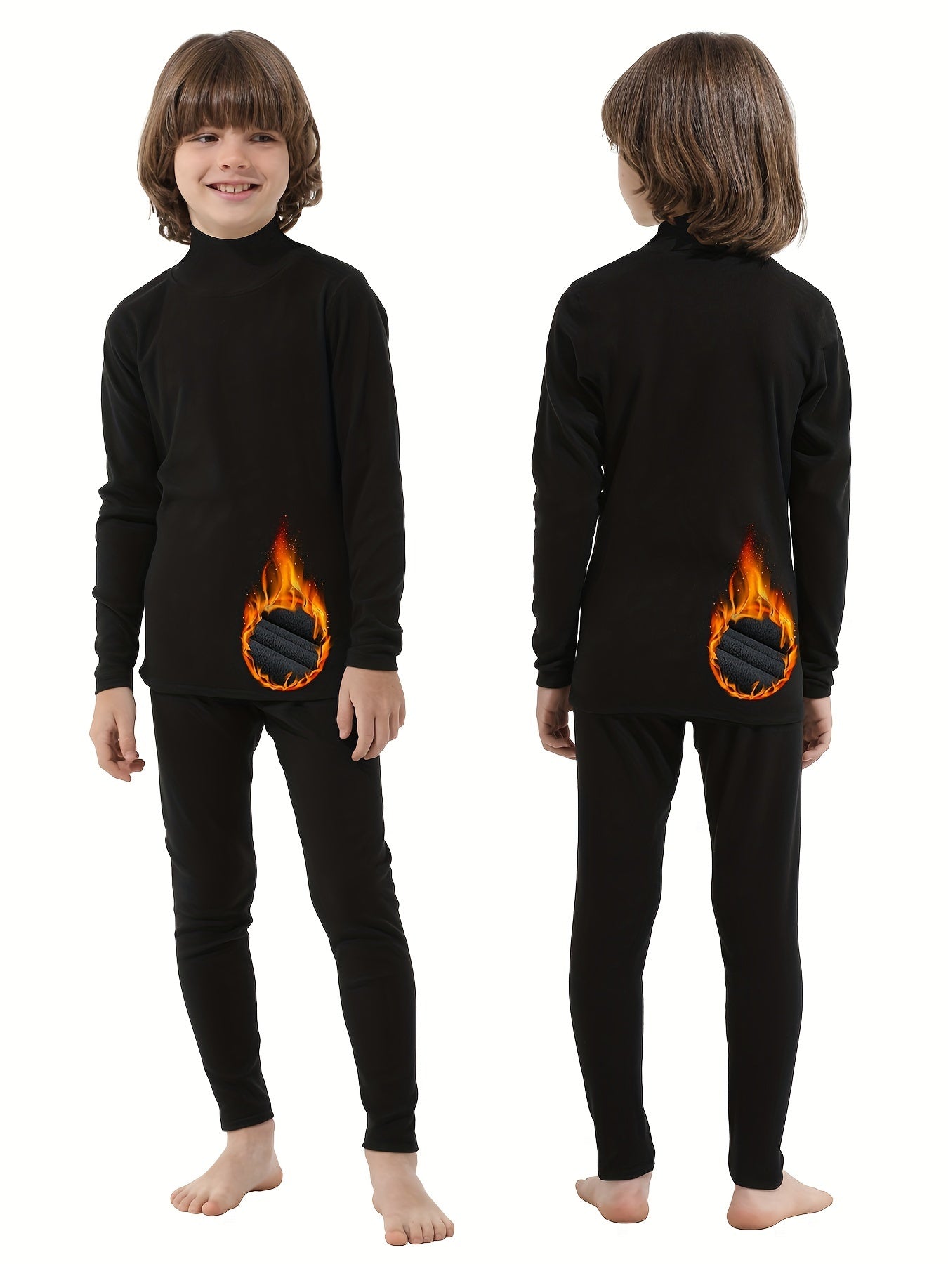 Kids Ski Outfit Turtleneck Pullover Slim Leggings Set