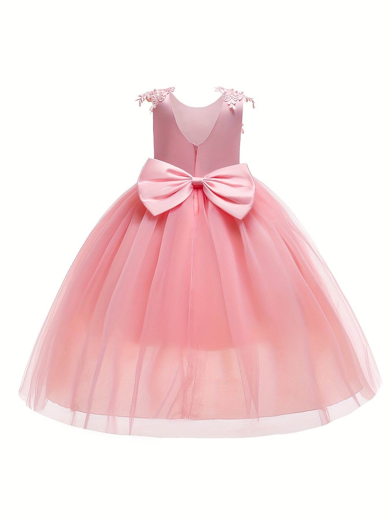 Girls Princess Dress Embroidered Backless Big Bow Flower Girls Wedding Dress
