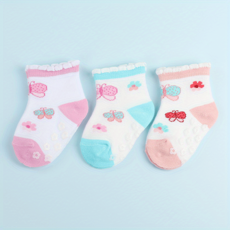 3 Pairs Baby Girls Rabbit Pattern Anti-Skid Socks 0-2 Years