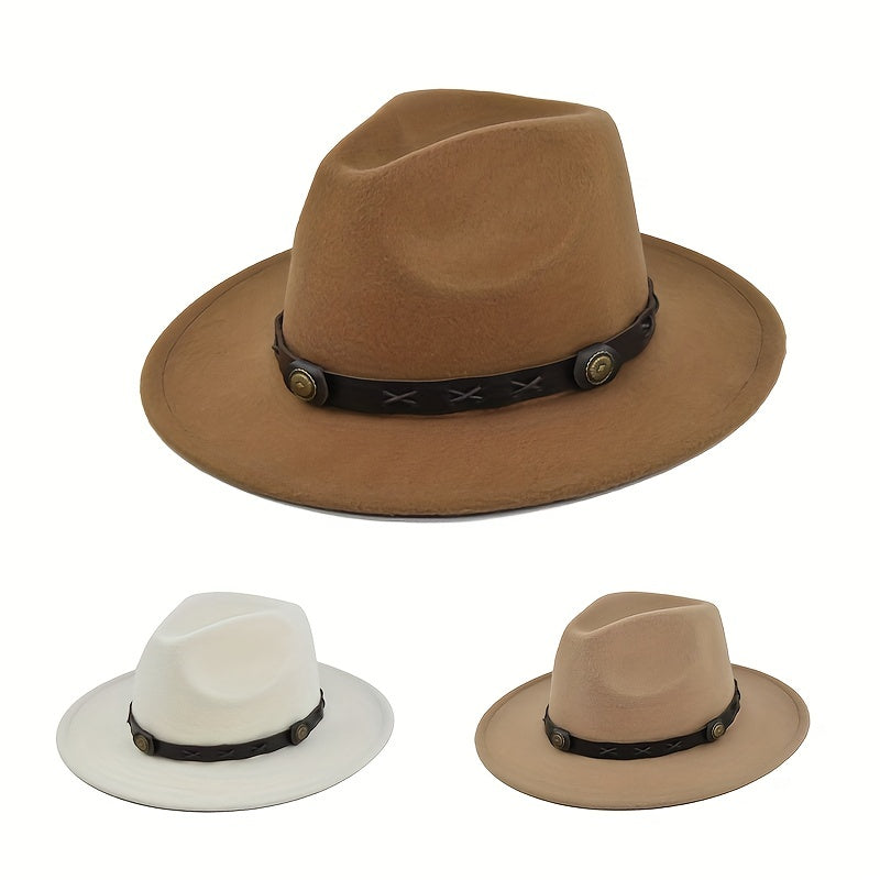 Men's Vintage Woolen Top Hat Flat Brim Felt Hat
