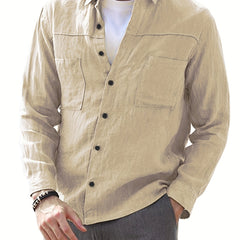 Men's Long Sleeve Button-Up Shirt for Business Occasions