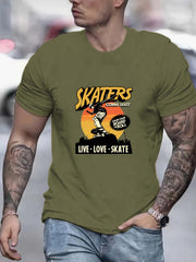Skater Boy Graphic Crew Neck T-shirt for Men
