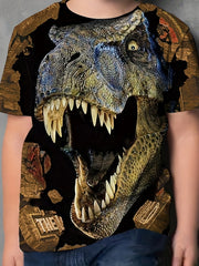 Kids Dinosaur Graphic T-shirt Short Sleeves Crew Neck