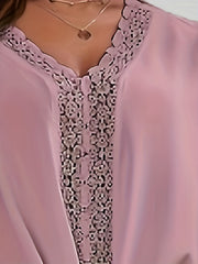 Blouse Women's Plus V Neck Knot Front