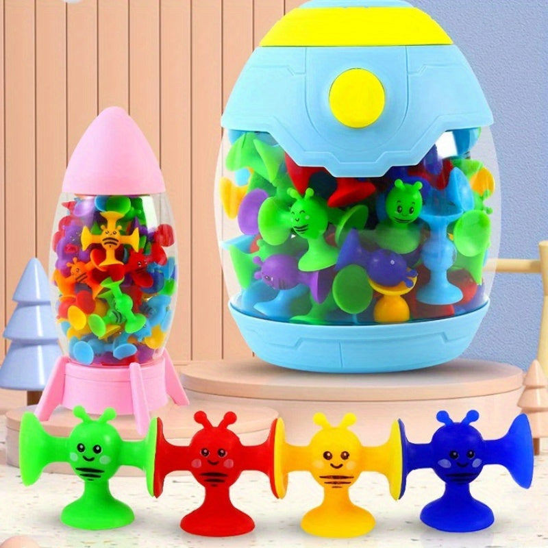 Bee Theme Suction Cup Building Blocks Set Educational Playset