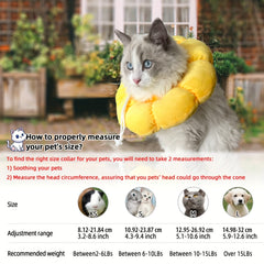 Adjustable Sunflower Recovery Collar for Cats and Small Dogs