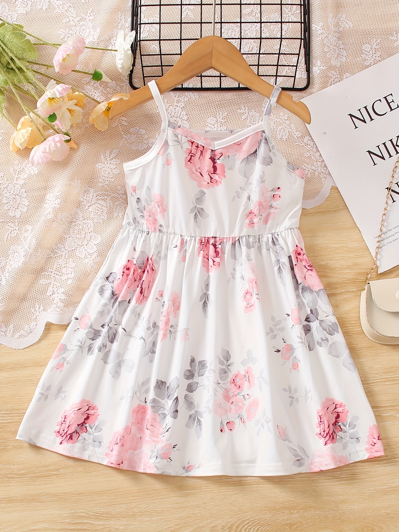 Toddler Girls Flowers Graphic Princess Dress for Party Beach Vacation