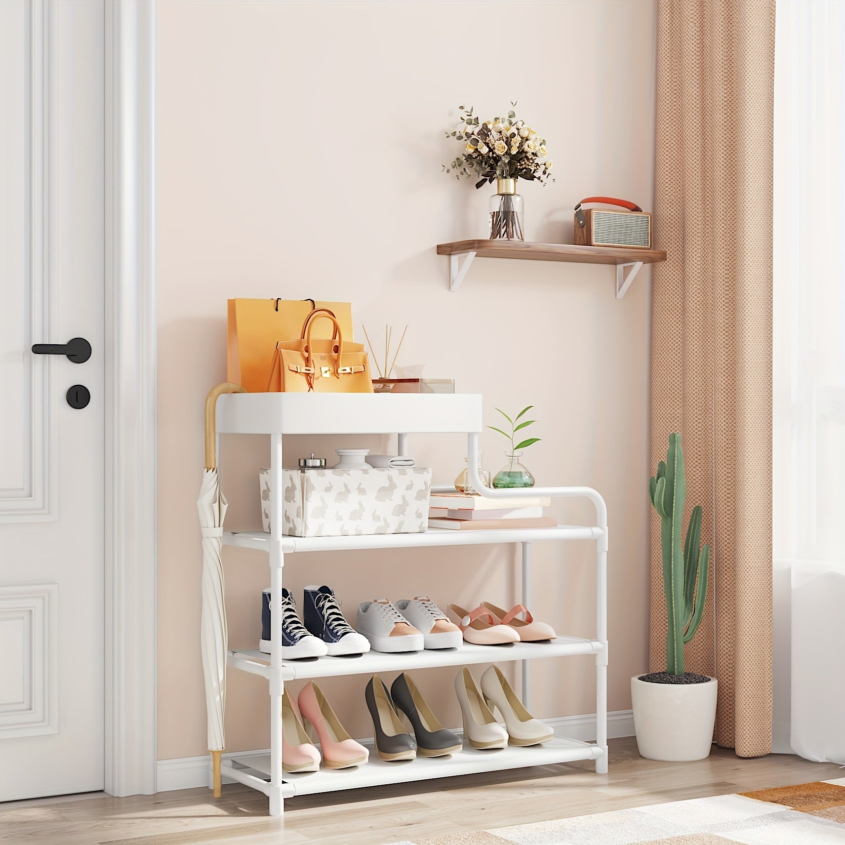 1pc Dustproof Shoe Rack Space-saving Shelf Storage Shoe Rack