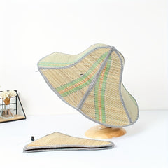Foldable Straw Sun Hat Boho Wide Brim Portable Bucket Hat Lightweight Breathable