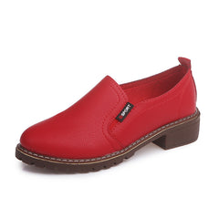 Women's Faux Leather Loafers Chunky Heeled Shoes