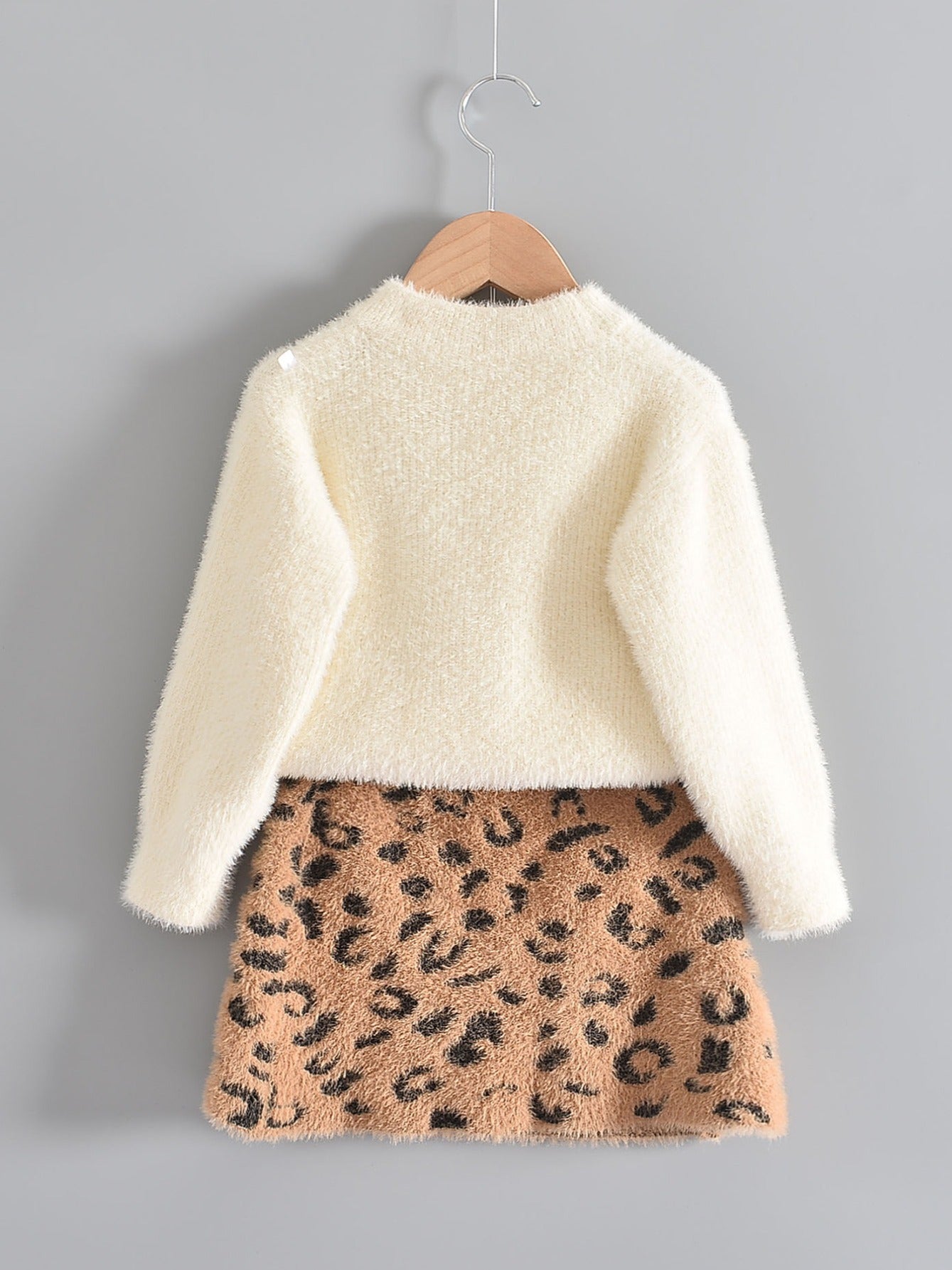 Kids Animal Pattern Sweater and Skirt Set