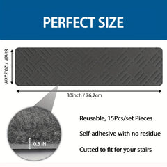 Non Slip Carpet Stair Treads - Gray Self Adhesive Soft Peel And Stick
