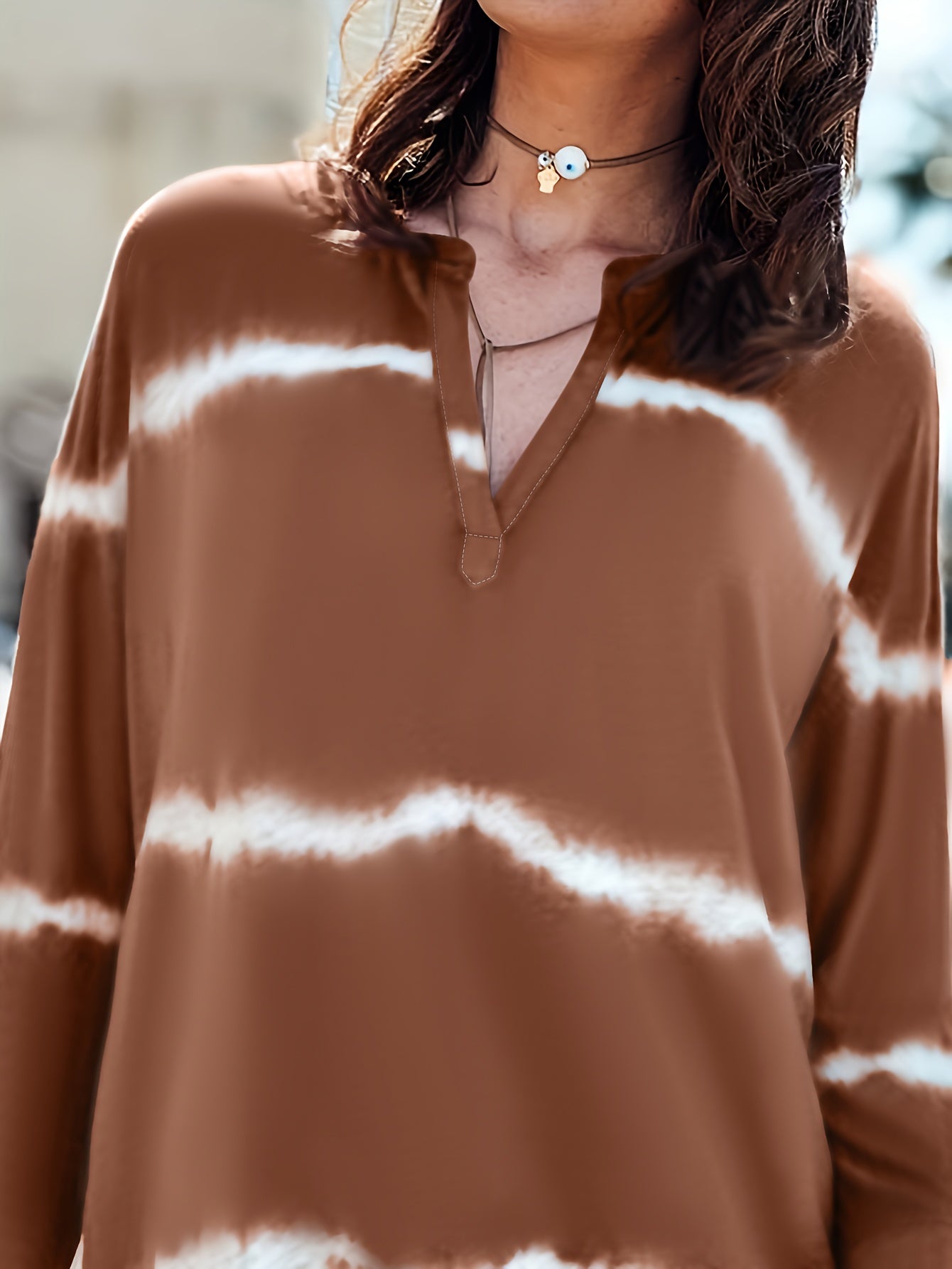 Tie Dye Long Sleeve V Neck Mini Dress