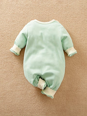 Fox Pattern Cotton Baby Jumpsuit with Bib