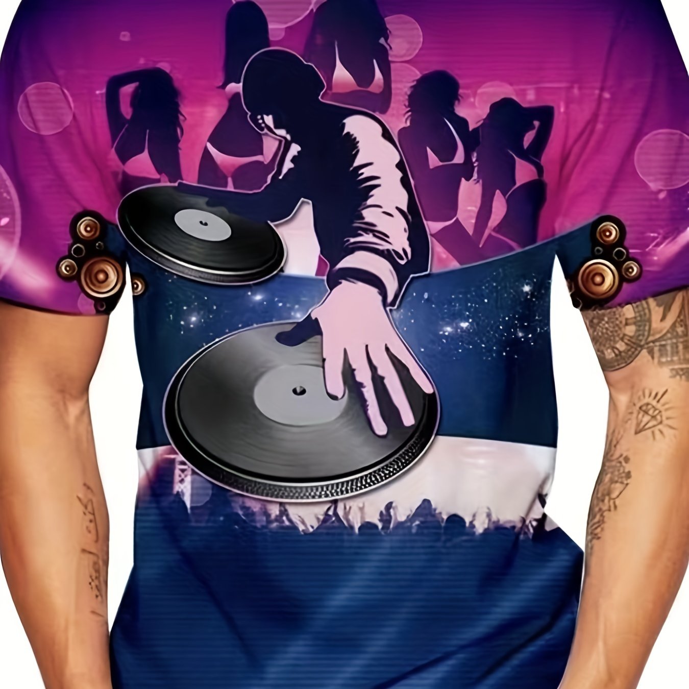 Men's DJ Graphic T shirt Active Slightly Stretch Breathable 3D Print Tee