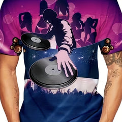 Men's DJ Graphic T shirt Active Slightly Stretch Breathable 3D Print Tee