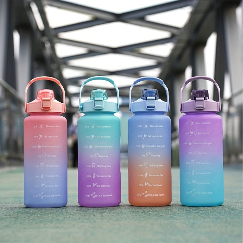 Gradient Plastic Water Cup With Straw Large Capacity