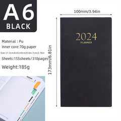 English Calendar Book Faux Leather Monthly Index Notebook Daily Plan