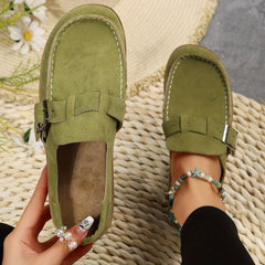 Women's Flat Cork Mules with Buckle Decor
