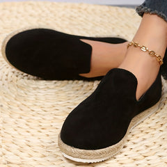 Women's Solid Flat Loafers Slip On Low Round Toe Non slip