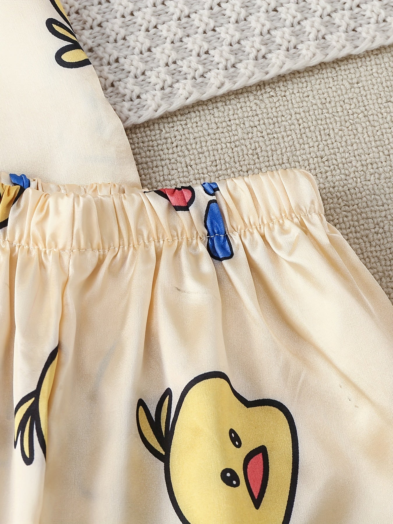 Girls Duck Print Button Down Top & Shorts Set Comfortable Loungewear