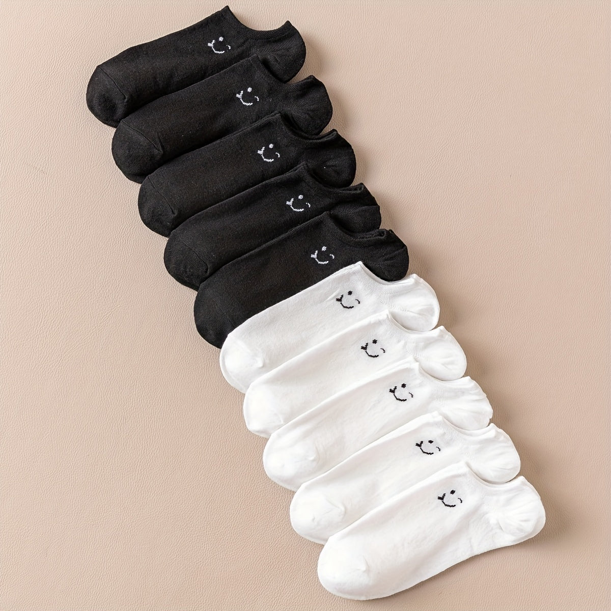 10 Pairs Smiling Face Print & Lightweight Ankle Socks Women's Stockings