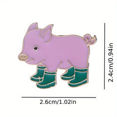 Pig Rain Boots Brooch for Girls Cartoon Alloy Pin
