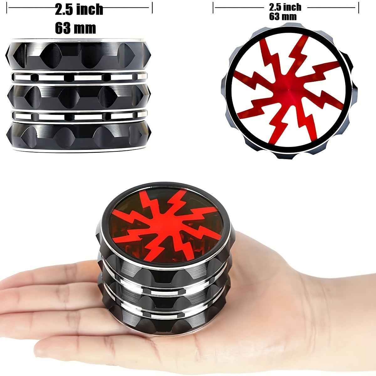 6.35cm Spice Grinder Top Transparent Red Green Pink Purple