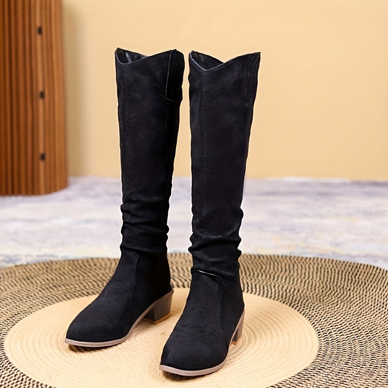 Women's Cowboy Boots Pointed Toe V-cut Stretch Slip On Western Boots