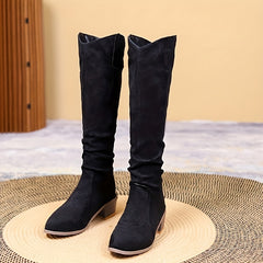 Women's Cowboy Boots Pointed Toe V-cut Stretch Slip On Western Boots
