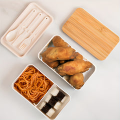 Japanese Style Lunch Box with Insulation Bag Bamboo Lid Large Capacity