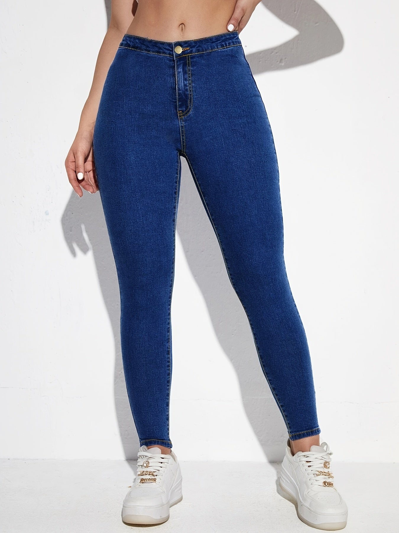 Slim Fit Skinny Jeans High Stretch Button Closure Women's Denim Jeans