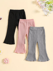 Toddler Girl's Frill Trim Bell Bottom Pants Pink Grey