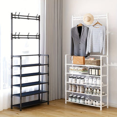 1pc Shoe Storage Rack With Clothes Shelf Stand Vertical Hanging Clothes Stand
