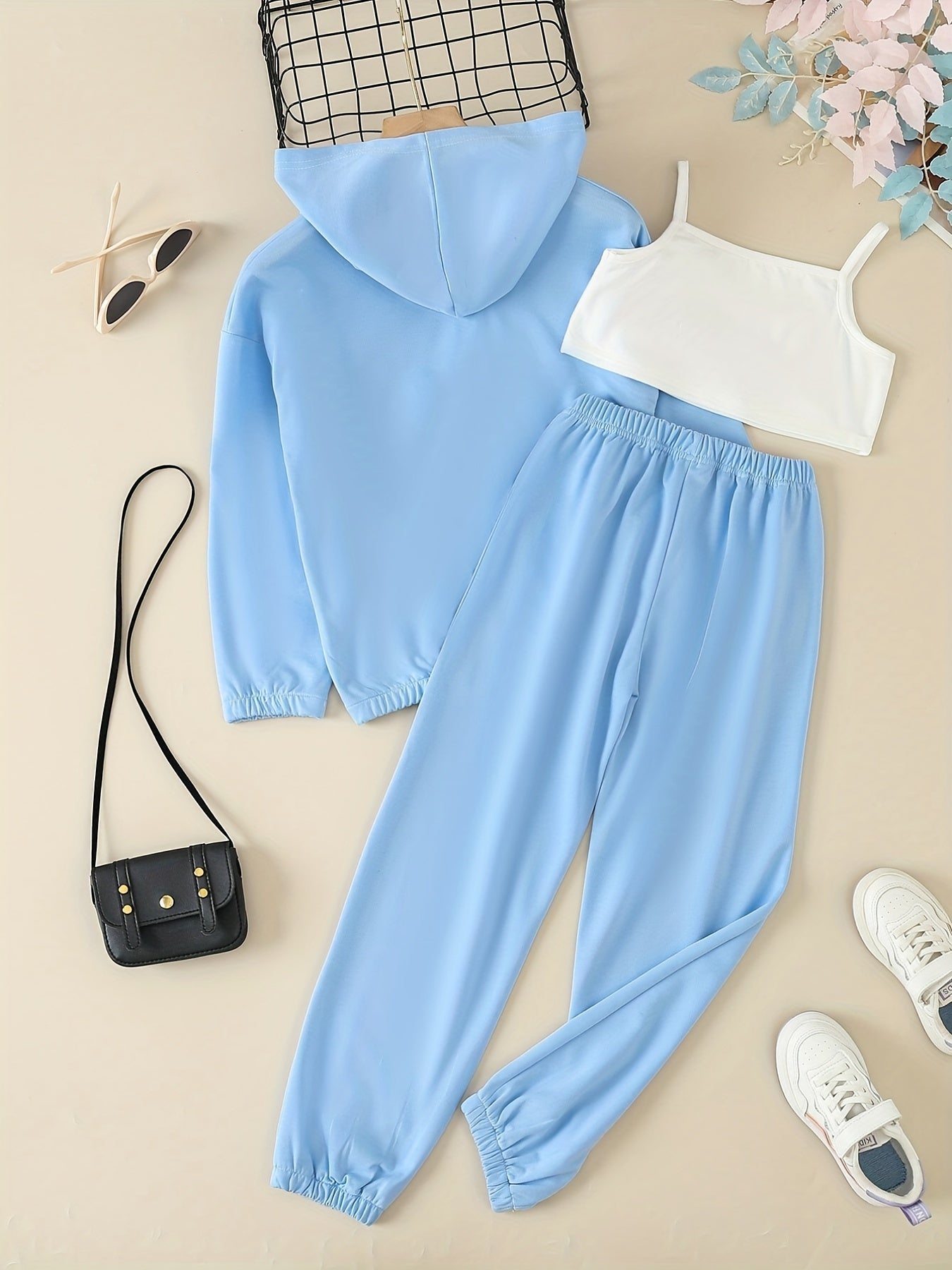 Girls' 3pcs Workout Suit Spring And Autumn