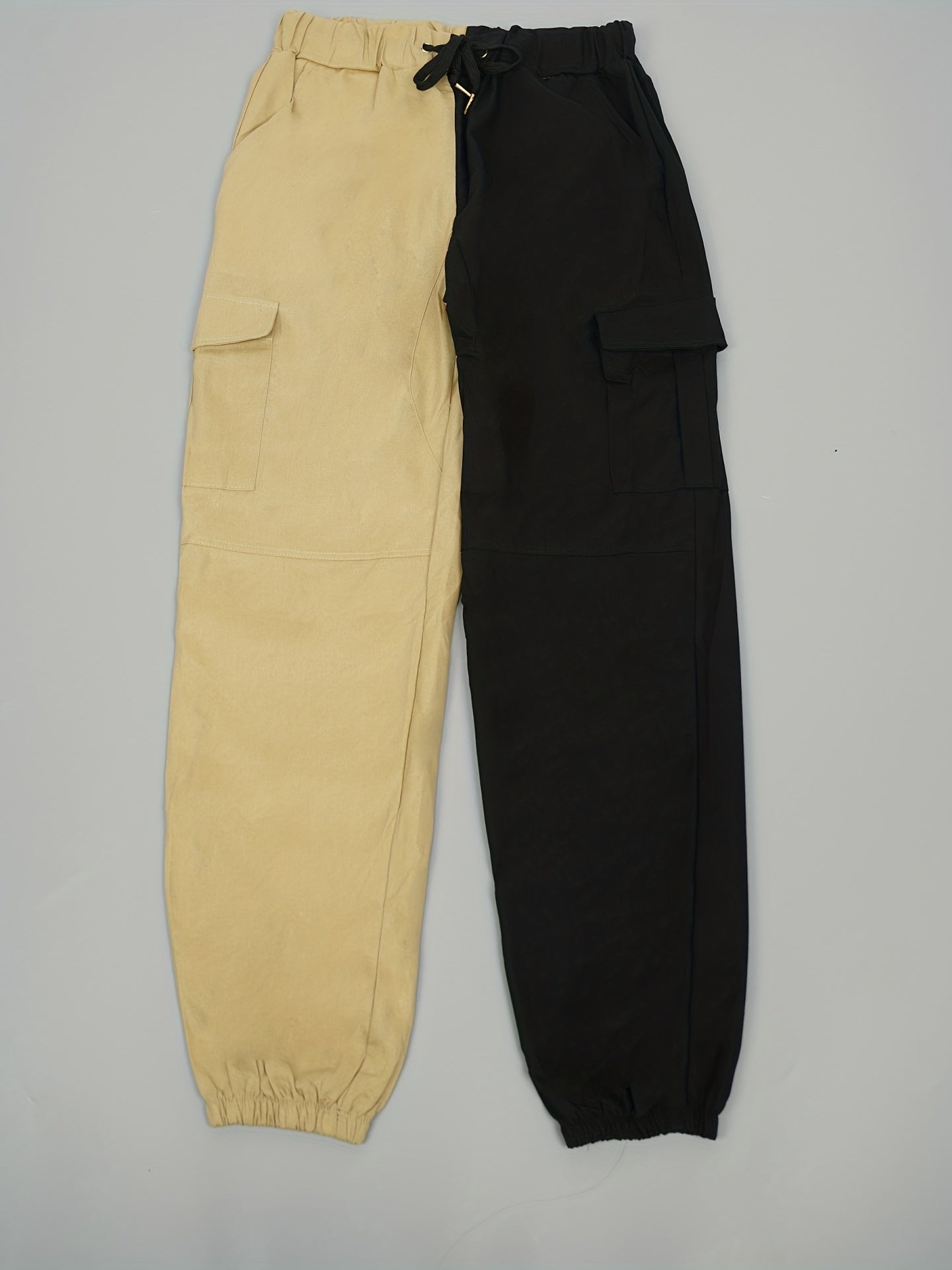 Men's Cargo Pants Stylish Block Drawstring Jogger Pants