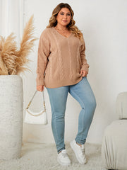 V-Neck Cable Knit Sweater
