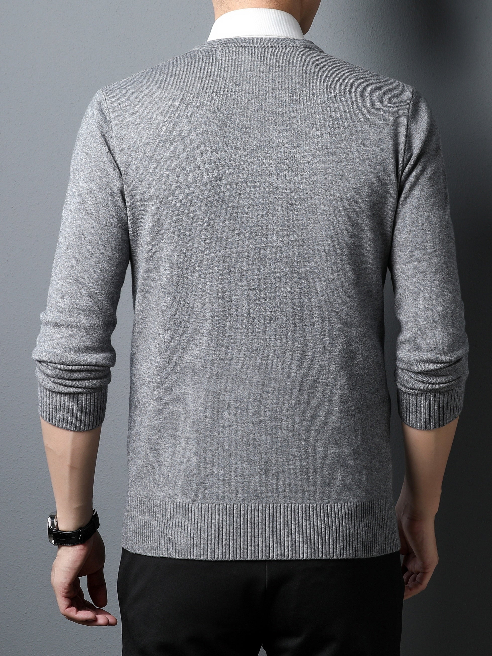 Men's Warm Winter V Neck Slim Knitted Pullover Sweater